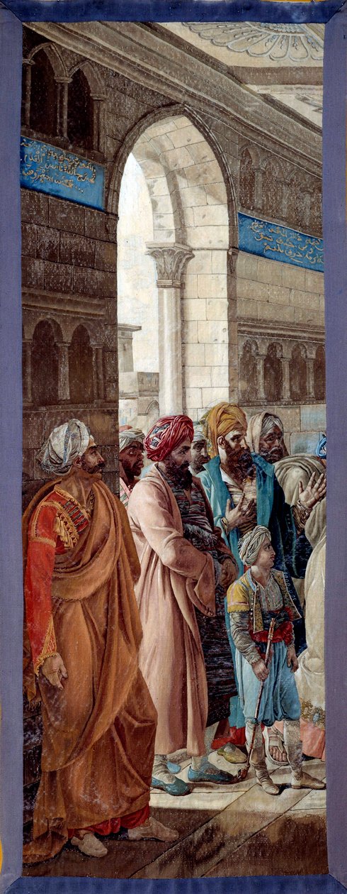 Kampagne (Ekspedition) af Egypten (1798-1801): General Napoleon Bonaparte præsenterer med et sværd til militærchef Mohammed El Koraim, guvernør i Alexandria, for at hædre den værdi, hvormed han havde forsvaret sin by og bekræftet den i sit embede mellem 3. af Francois Henri Mulard