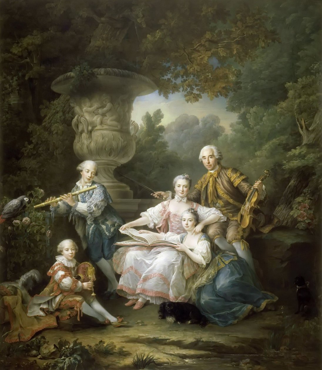 Louis II du Bouchet de Sourches med sin familie af Francois Hubert Drouais