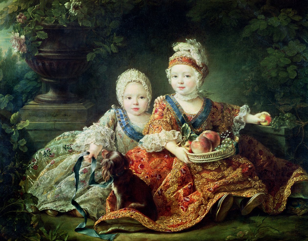 Louis de France (1754-93) duc de Berry og Louis de France (1755-1824) greve af Provence, fremtidige konger Louis XVI og Louis XVIII af Frankrig, 1757 af Francois Hubert Drouais