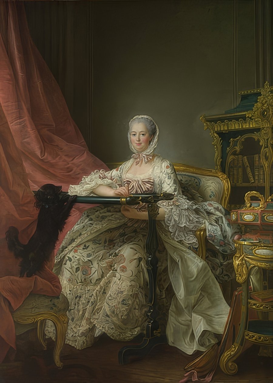 Madame de Pompadour (1721-1764) på ​​broderirammen. 1763-64 af Francois Hubert Drouais