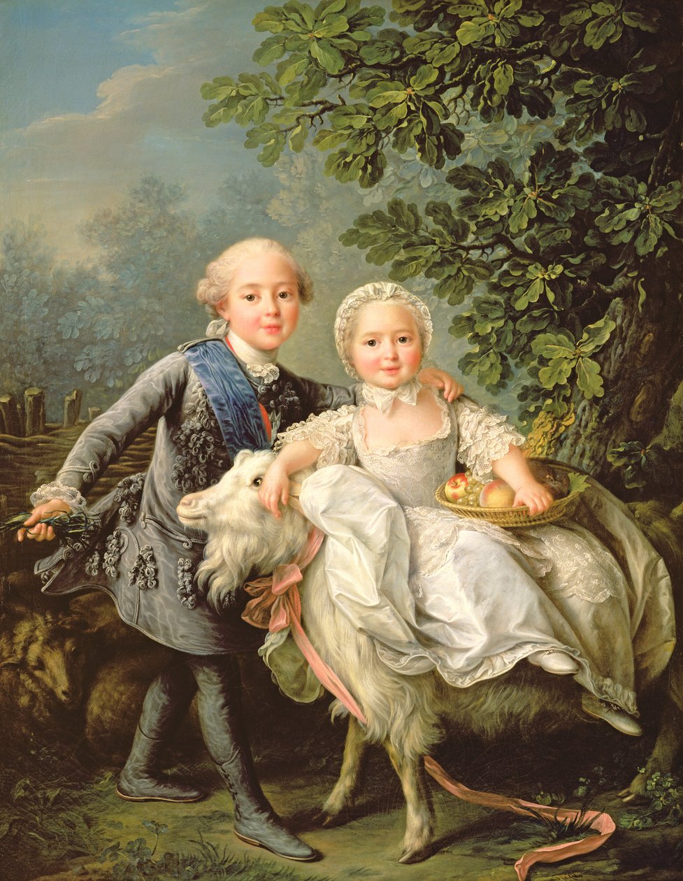 Portræt af Charles Philippe af Frankrig (1757-1836) (senere Charles X) og hans søster Marie Adelaide (1759-1802) (senere dronning af Sardinien) 1763 af Francois Hubert Drouais
