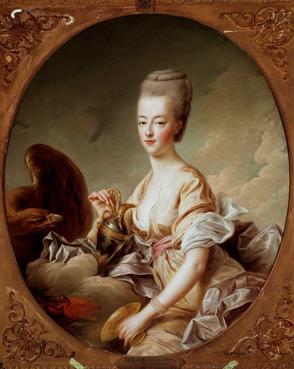 Portræt af Marie Antoinette (1755-1793), Dauphine, en Hebe Maleri af Francois Hubert Drouais (1727-1775) 1773 Søn. 0,96x0,8 m Chantilly, musee Conde - Portræt af Marie Antoinette af Østrig (1755-1793), Dauphine af Frankrig, som Hebe, af Francois-Hubert D af Francois Hubert Drouais