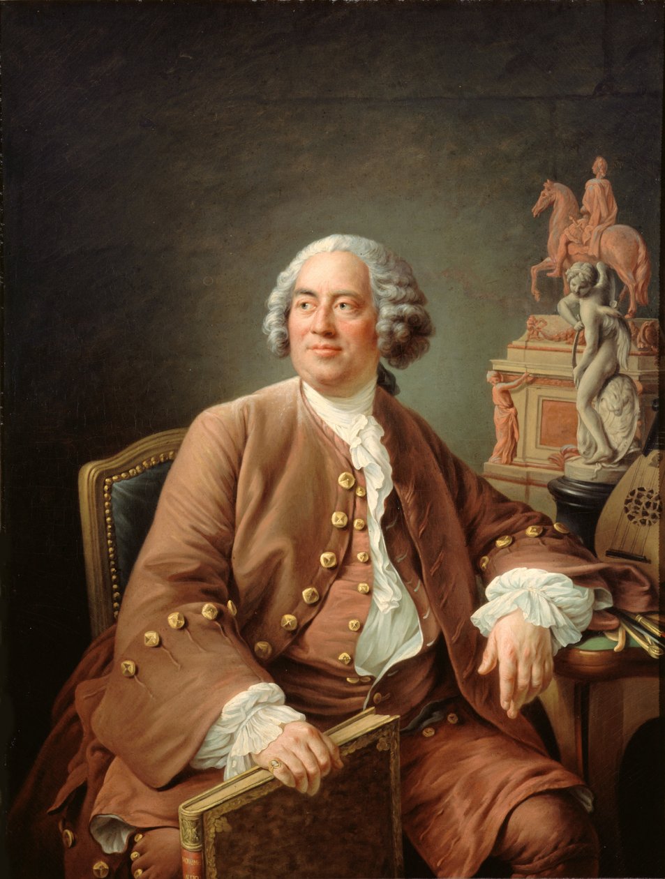 Portræt af arkitekten Edmé Bouchardon 1698-1762. af Francois Hubert Drouais