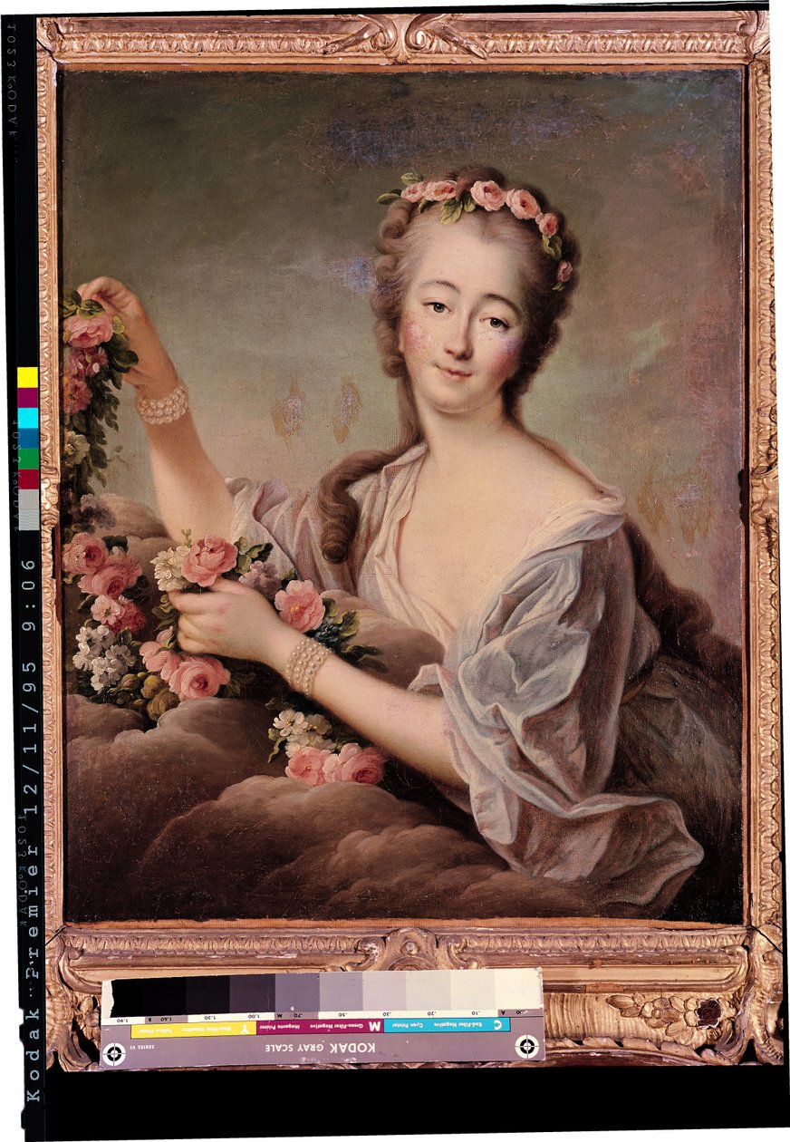 Portræt af grevinden du Barry (1743-93) som Flora af Francois Hubert Drouais