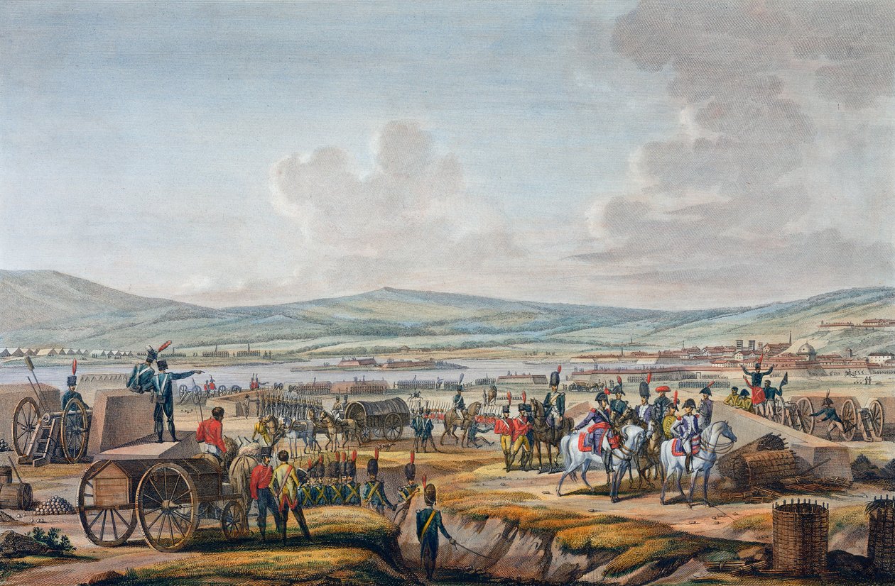 Napoleon besøger belejringsværket ved Danzig ledet af marskal Lefebvre, 9. maj 1807 af Francois Jacques Dequevauviller