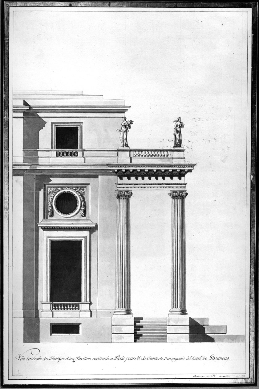 Design til badehuset på Hotel de Brancas, ca. 1760 (tegning) af Francois Joseph Belanger