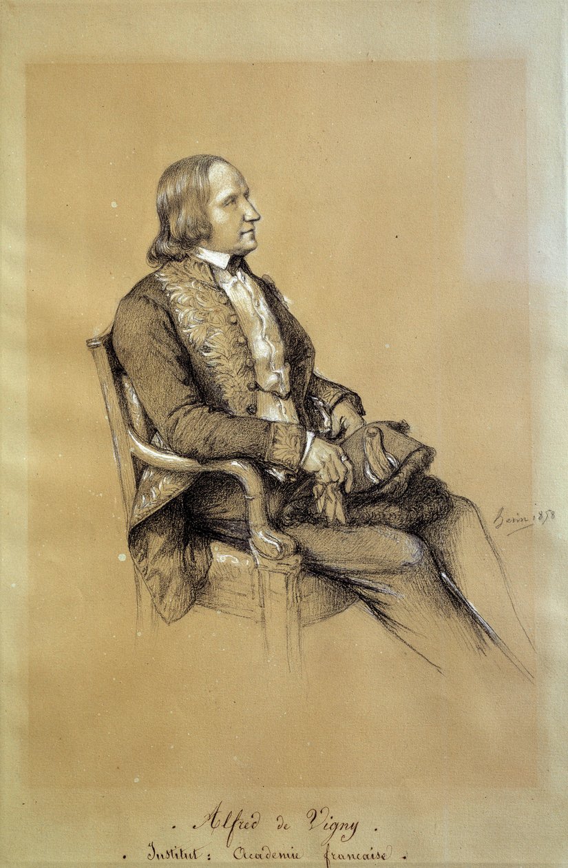 Portræt af Alfred de Vigny (1797 - 1863), fransk forfatter, dramatiker og digter. Tegning af Francois Joseph Heim (1787-1865) af François Joseph Heim