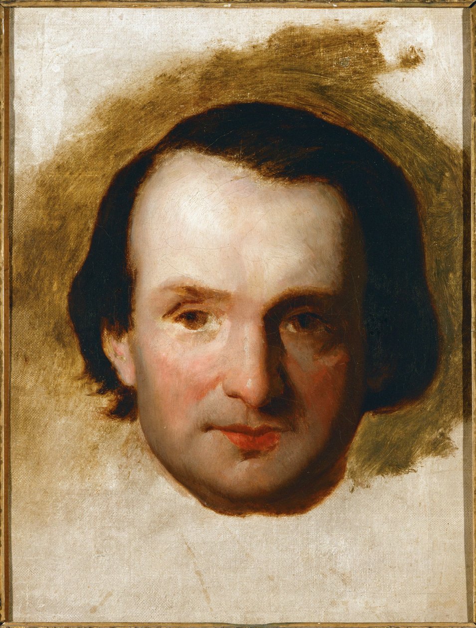 Portræt af digteren Victor Hugo, indædt kritiker og modstander af kejser Napoleon III, som han kaldte Napoleon le Petit ... (olie på lærred) af François Joseph Heim