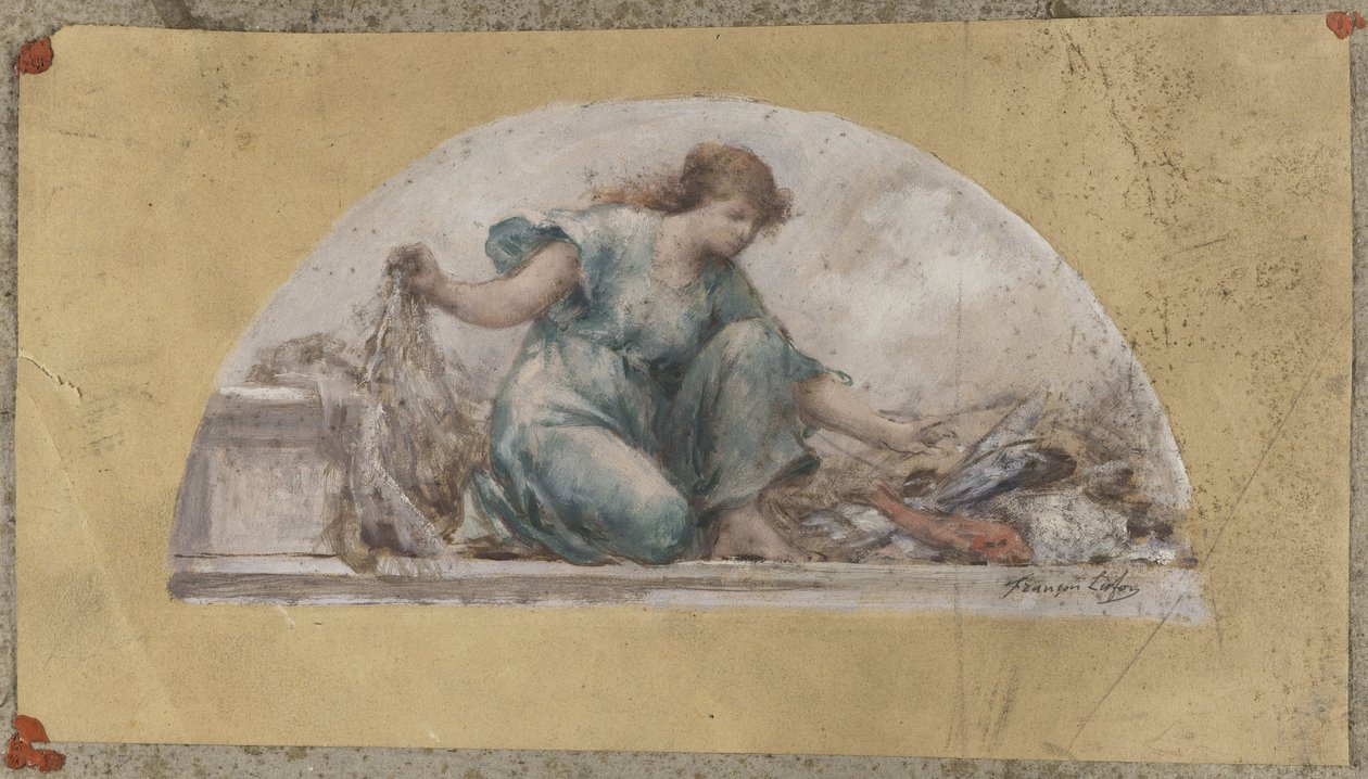 Skitse til spisesalen på Hôtel de Ville i Paris, La Pêche af Francois Lafon