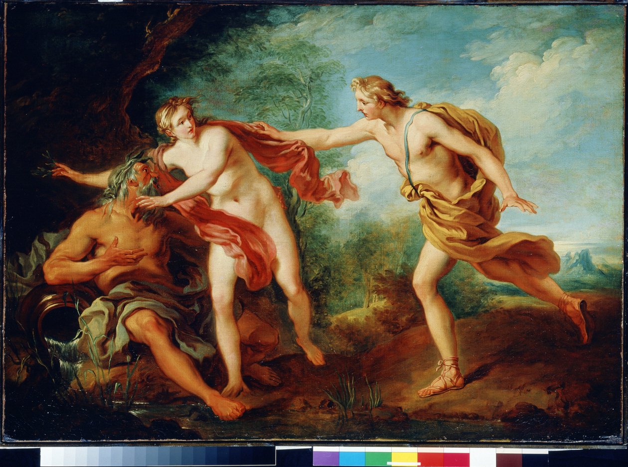 Apollo og Daphne med sin far flodguden Penee. Maleri af Francois Le Moyne (1688-1737). Olie på lærred. Fransk maleri fra 1700-tallet. Statens Museum Arkhangelskoye Estate, Moskva af François Lemoyne