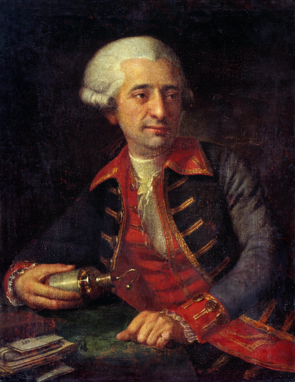 Portræt af Antoine Louis Lavoisier (1746-1794) fransk kemiker i uniform som generalinspektør for Powders of Armees of Land and Sea. Maleri af Francois-Louis Brossard de Beaulieu (1727-1810). Chateaux de Versailles og Trianon, Versailles, Frankrig. af Francois Louis Brossard de Beaulieu