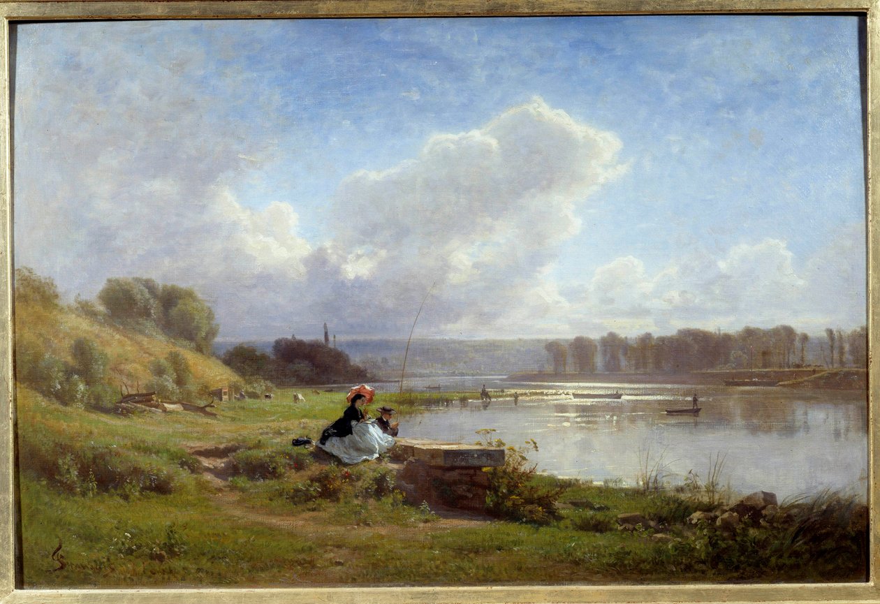 The Banks of the Seine in Meudon i 1861 Maleri af Francois Louis Francais (1814-1897) 1861 Nantes, Museum of Fine Arts af Francois Louis Francais