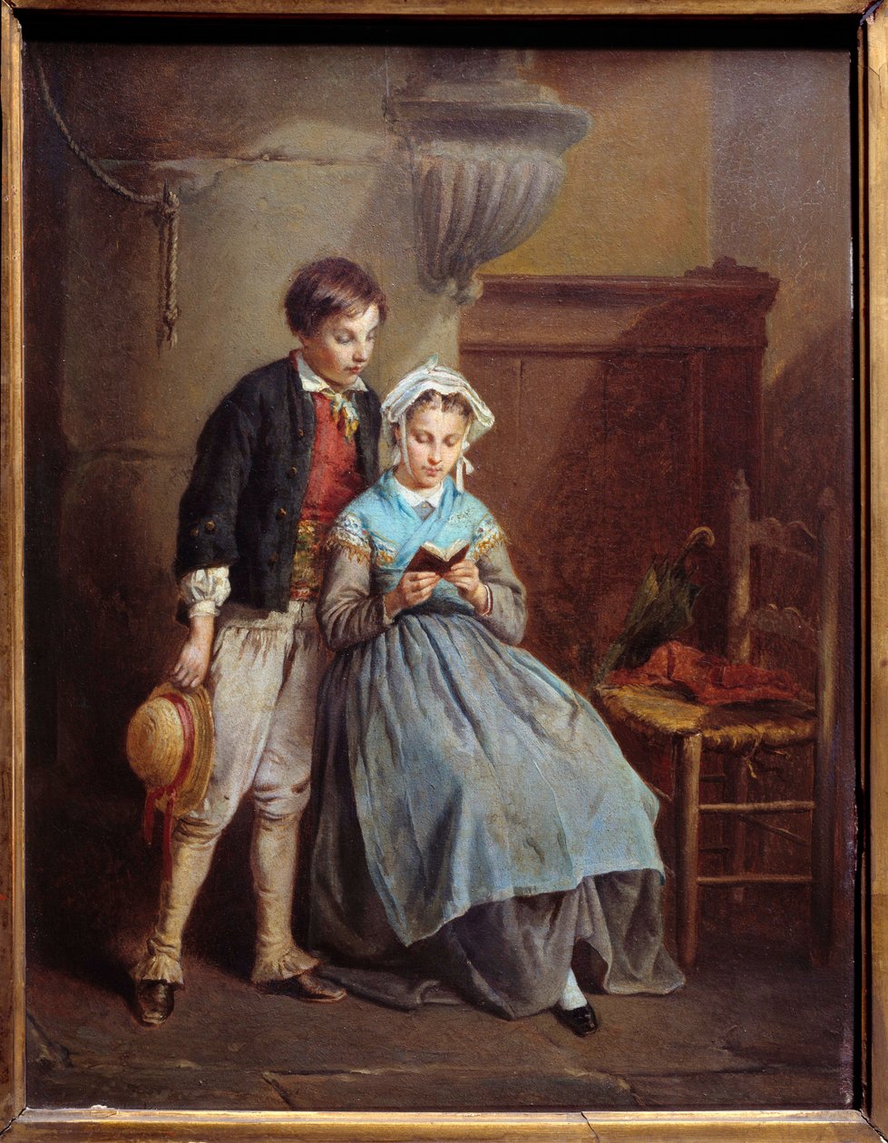 Læsemaleri af Francois Lenfant (1814-1892) Metz musee des Beaux Arts fra det 19. århundrede af Francois Louis Lenfant