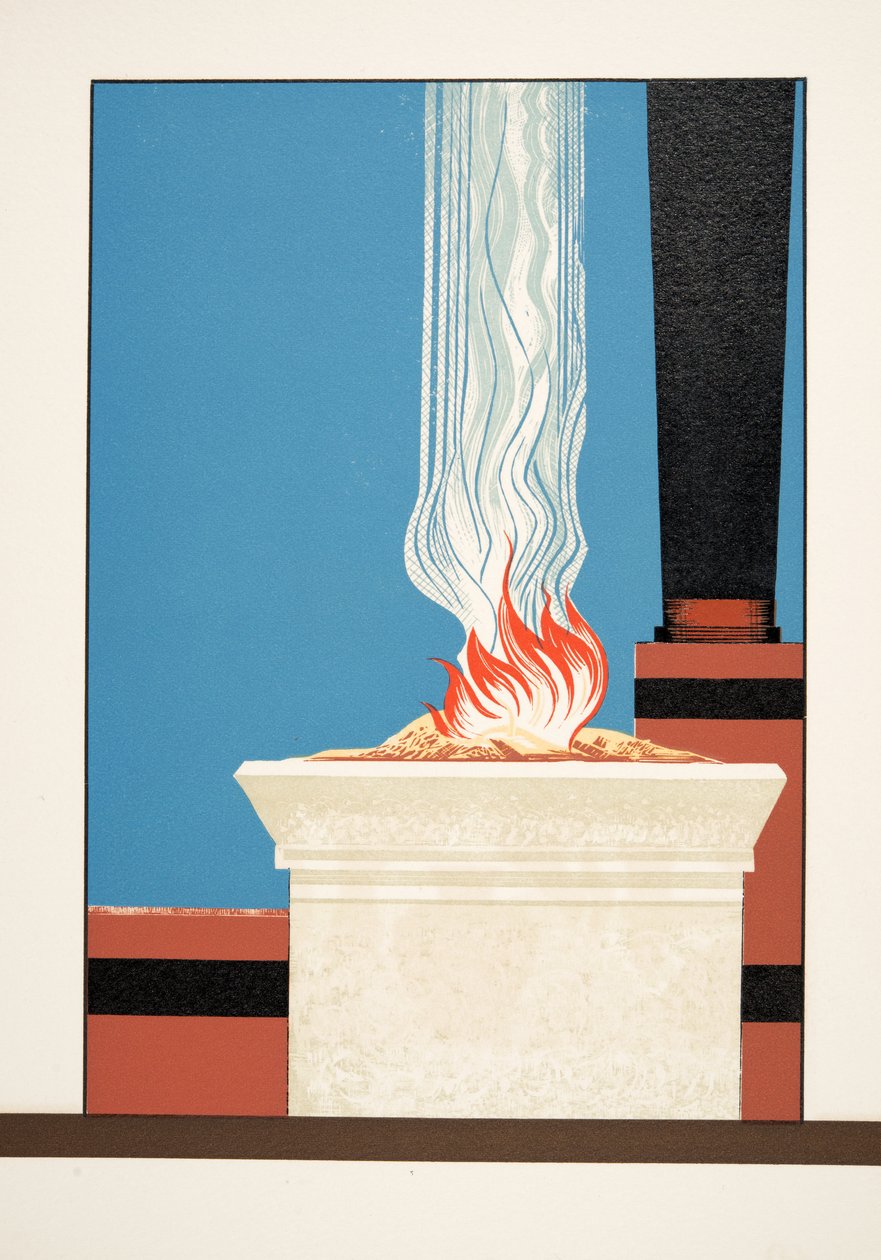 Flaming Torch fra Prométhée Enchaîné af Aeschylus, pub. 1941 (stenciltryk) af Francois Louis Schmied