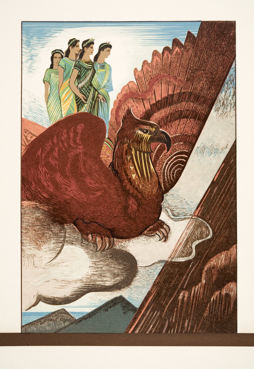 Illustration fra Prométhée Enchaîné af Aeschylus, pub. 1941 (stenciltryk) af Francois Louis Schmied