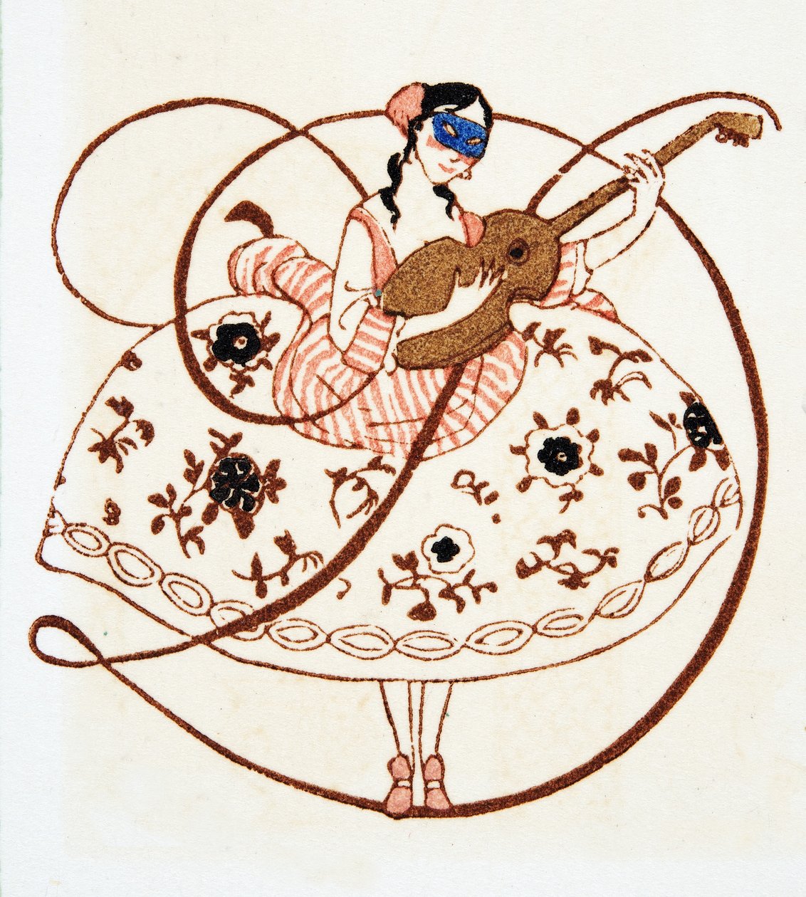 Bogstav D, fra Personages de Comedie, pub. 1922 (stenciltryk) af Francois Louis Schmied