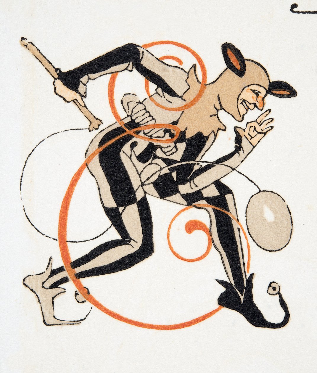 Bogstav E fra Personages de Comedie, pub. 1922 (stenciltryk) af Francois Louis Schmied