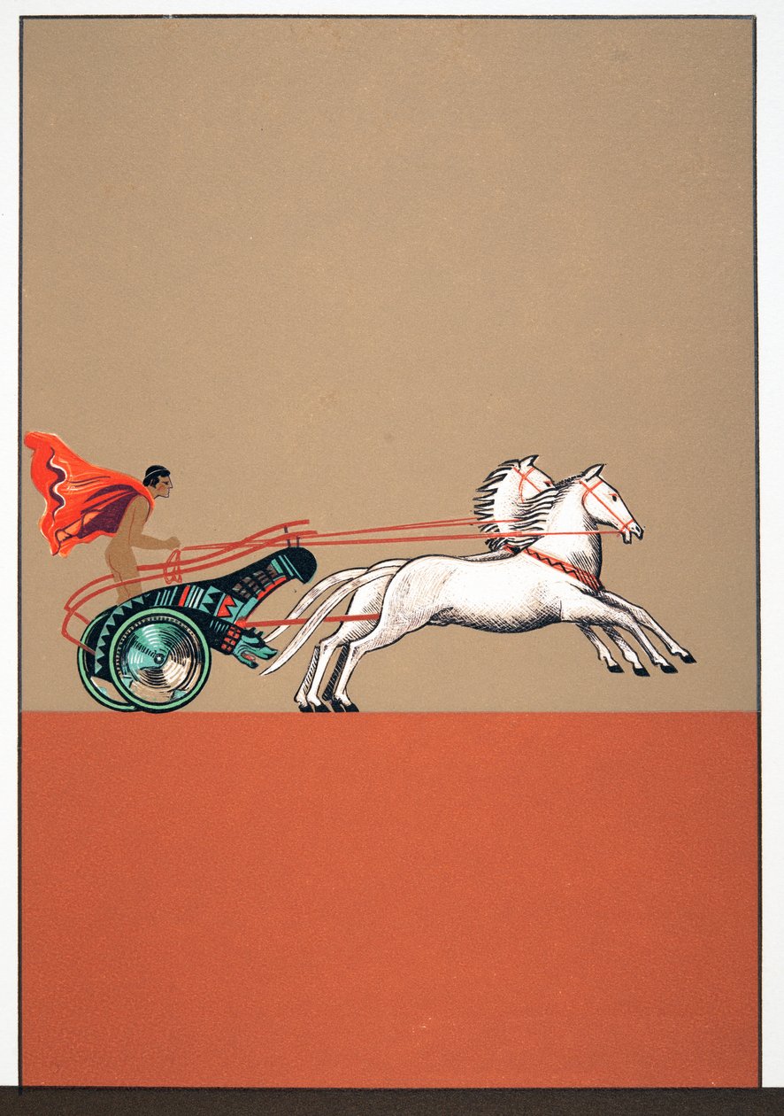Man and Chariot, Illustration fra Prometheus Enchained by Aeschylus, pub. 1941 (stenciltryk) af Francois-Louis Schmied
