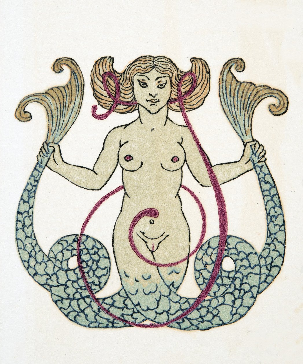 Havfrue, pub. 1922 (stenciltryk) af Francois Louis Schmied
