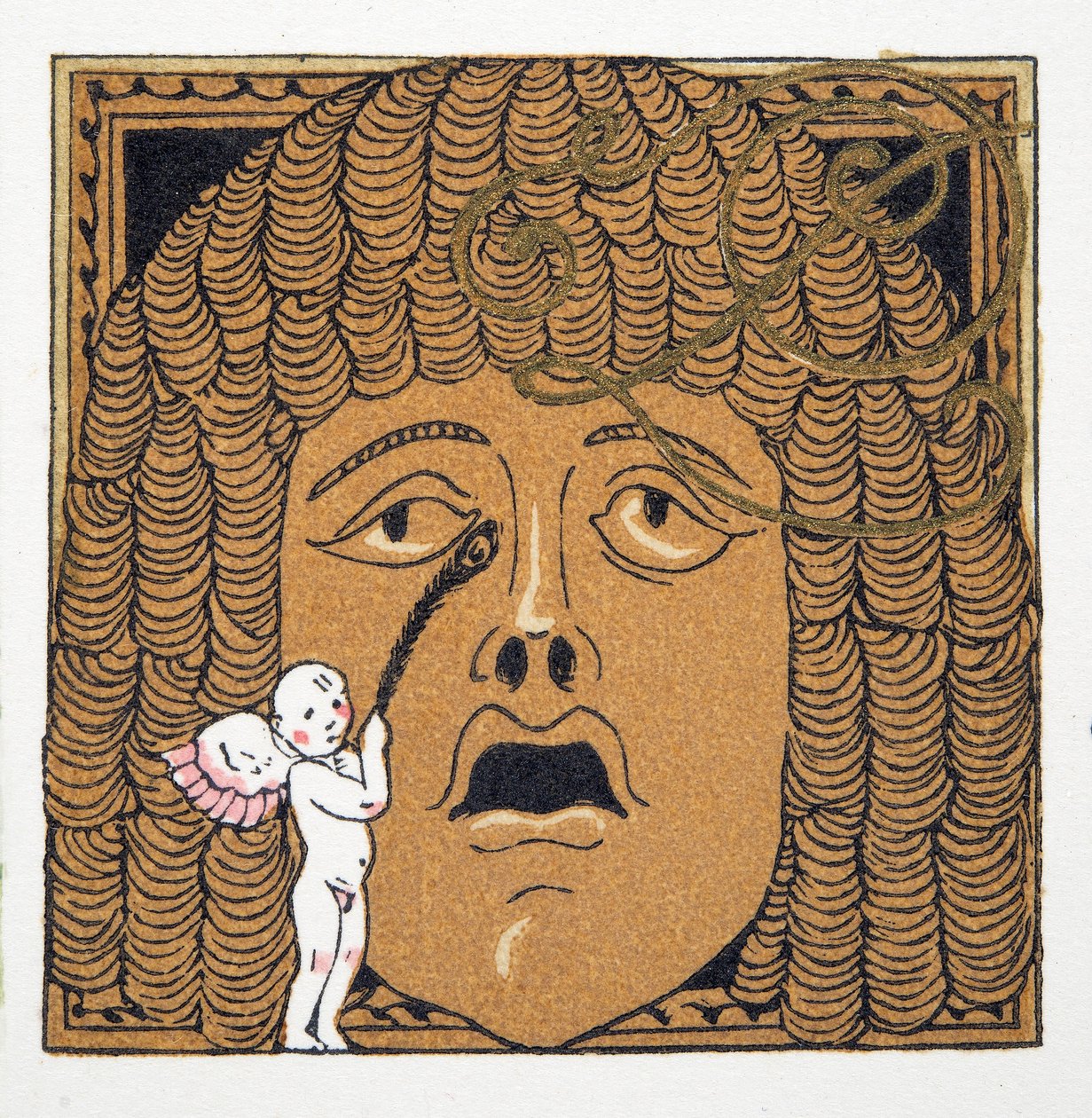 Næse bliver kildet af Amor, fra Personages de Comedie, pub. 1922 (pochoir print) af Francois Louis Schmied