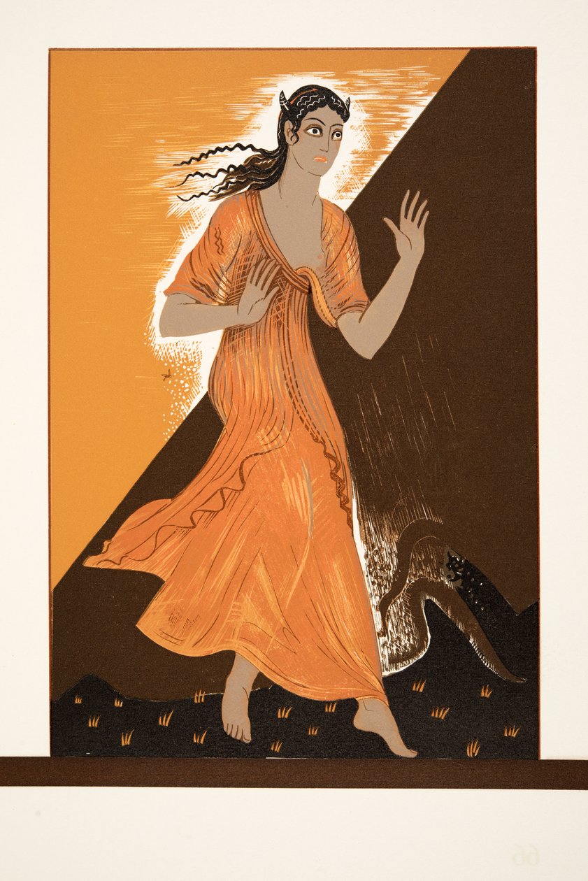 Pandora, fra Prometheus Chained by Aeschylus, pub. 1941 (stenciltryk) af Francois Louis Schmied