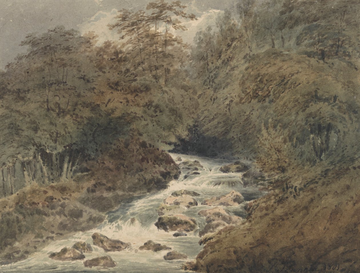 En Bjergstrøm af Francois Louis Thomas Francia