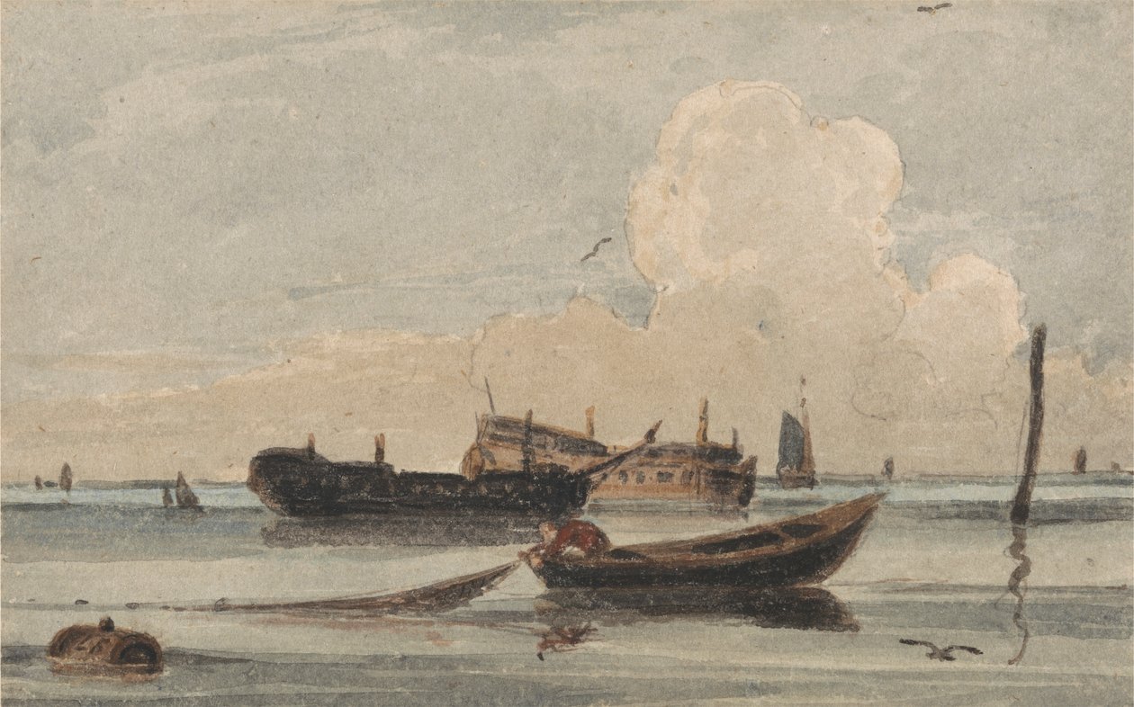 Både på et roligt hav af Francois Louis Thomas Francia