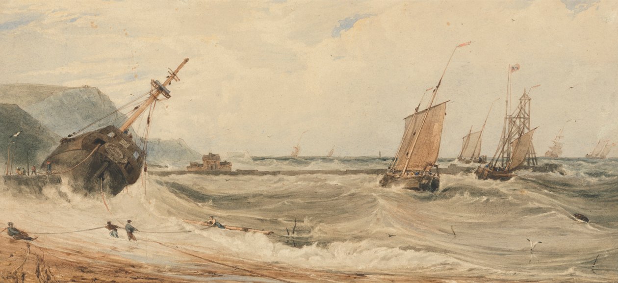 Boulogne Havn af Francois Louis Thomas Francia
