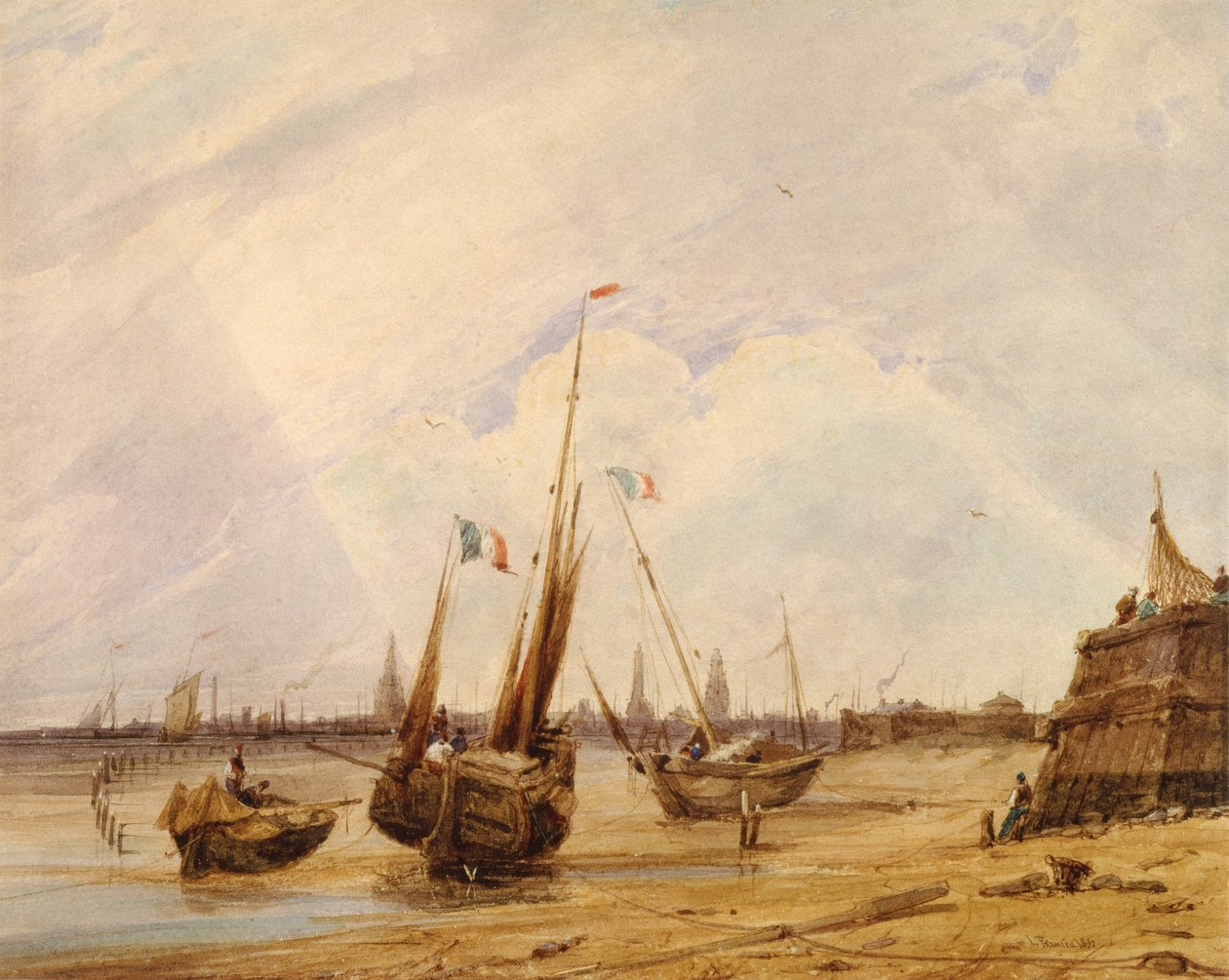 Lavvande, Calais (akvarel) af Francois Louis Thomas Francia