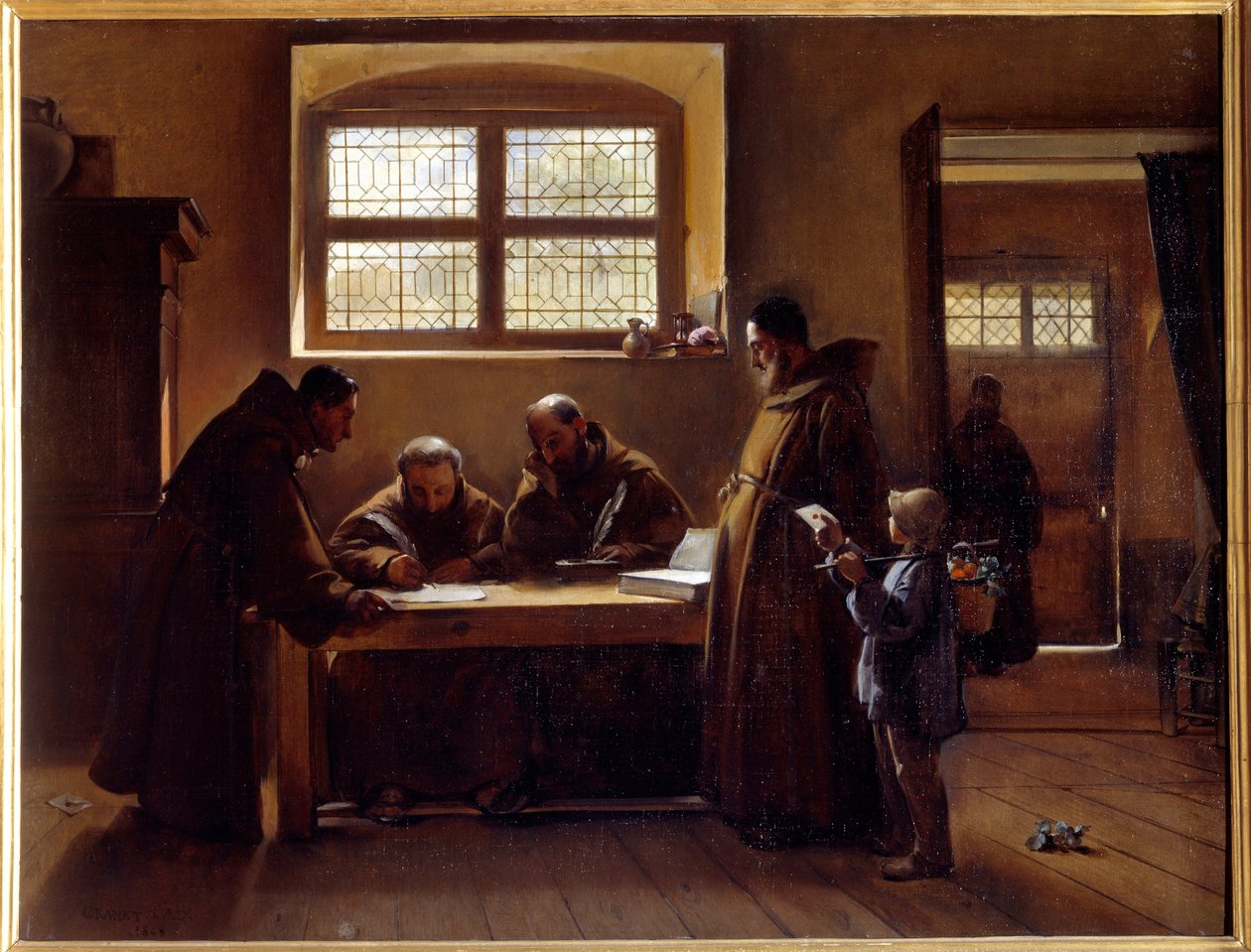 Capuchins editing a writing Painting by Francois Marius Granet Dani af Francois Marius Granet