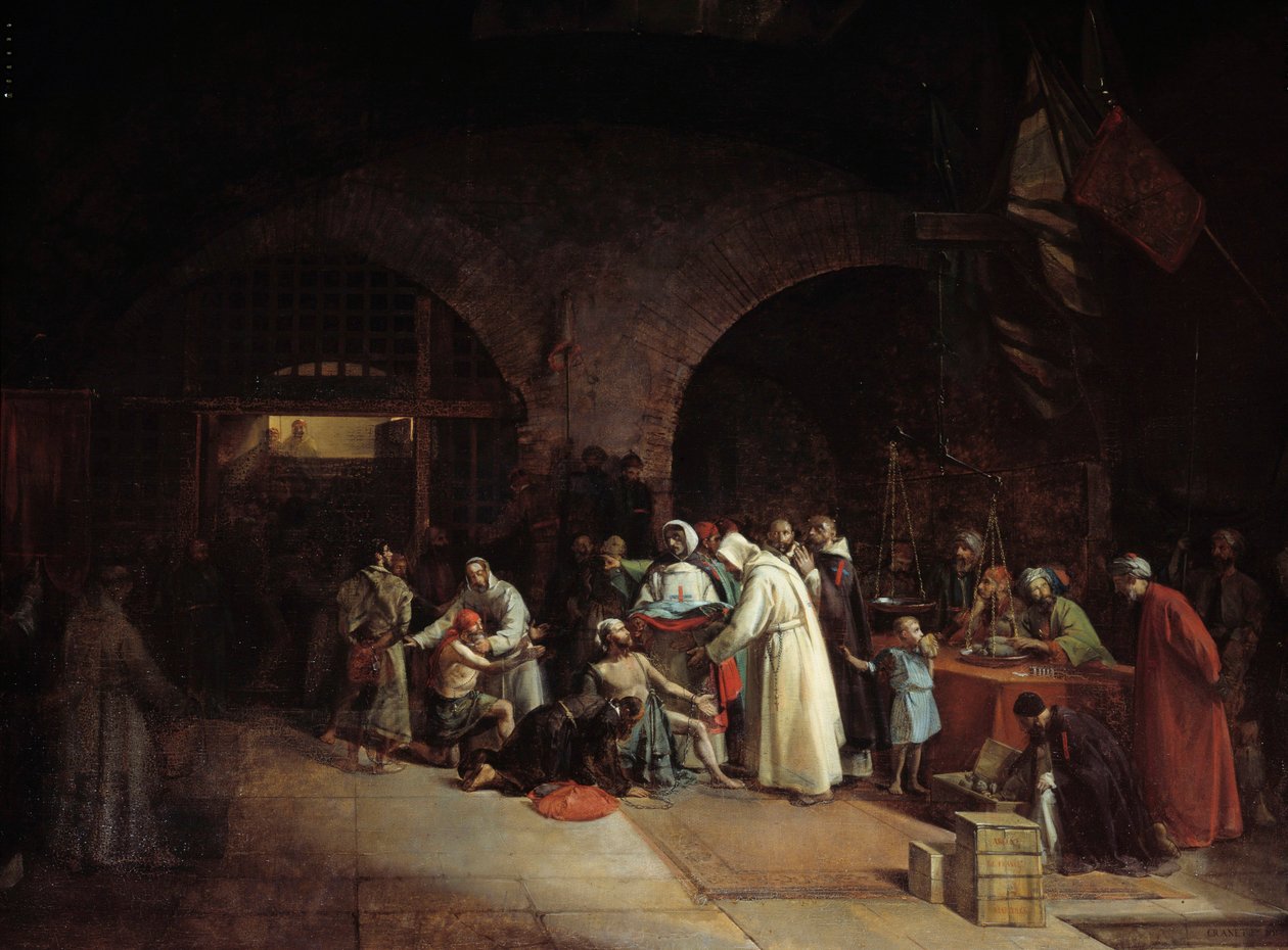 Fransk kolonisering af Algeriet: "" Forløsning af fanger i fængslerne i Algier"" Maleri af Francois Marius Granet (1775-1849) 1831 Søn. 1,51x2 m af Francois Marius Granet