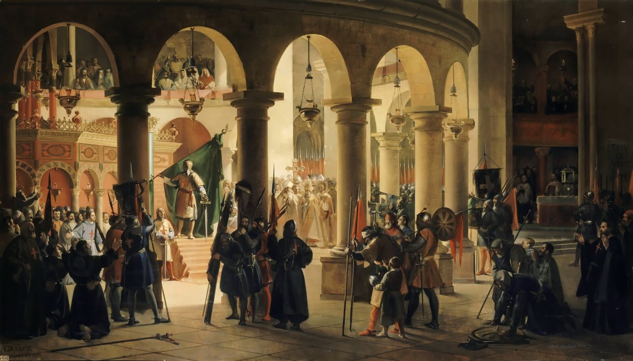 Godefroy de Bouillon afsætter trofæerne i Ascalon i Den Hellige Gravs kirke af Francois Marius Granet