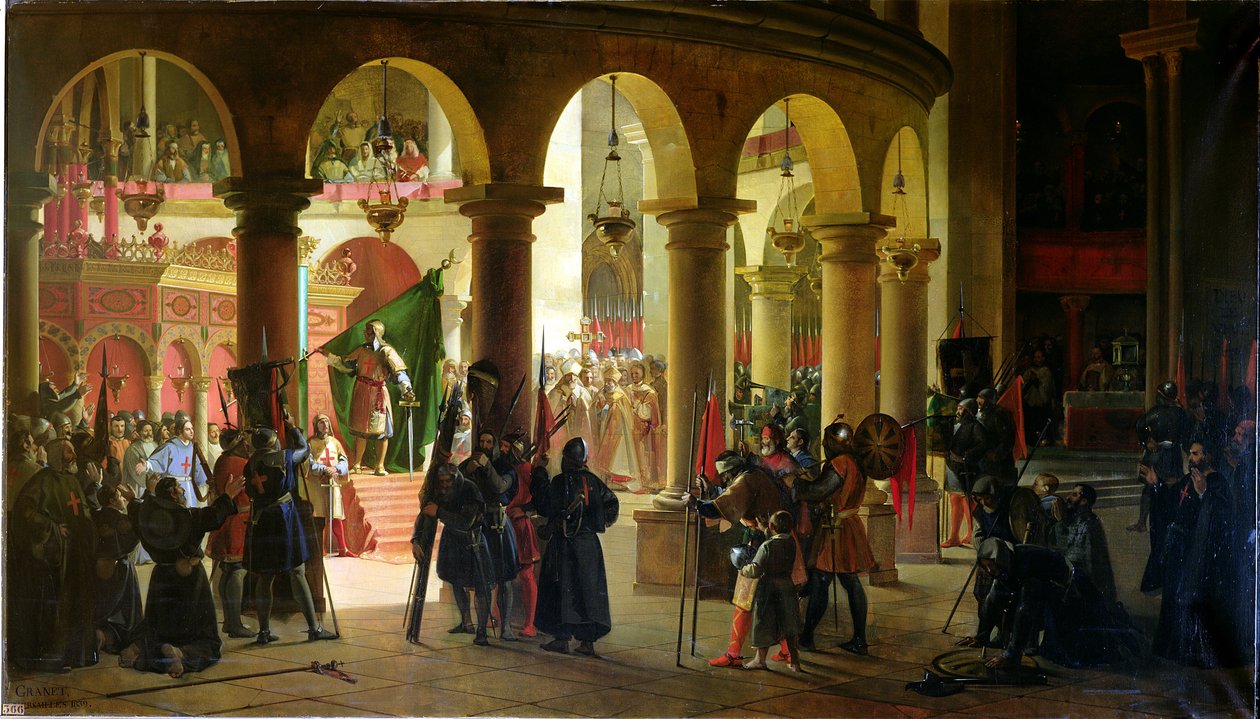 Godfrey af Bouillon (ca. 1060-1100) Deponerer trofæerne fra Askalon i Den Hellige Gravs Kirke, august 1099, 1839 af Francois Marius Granet