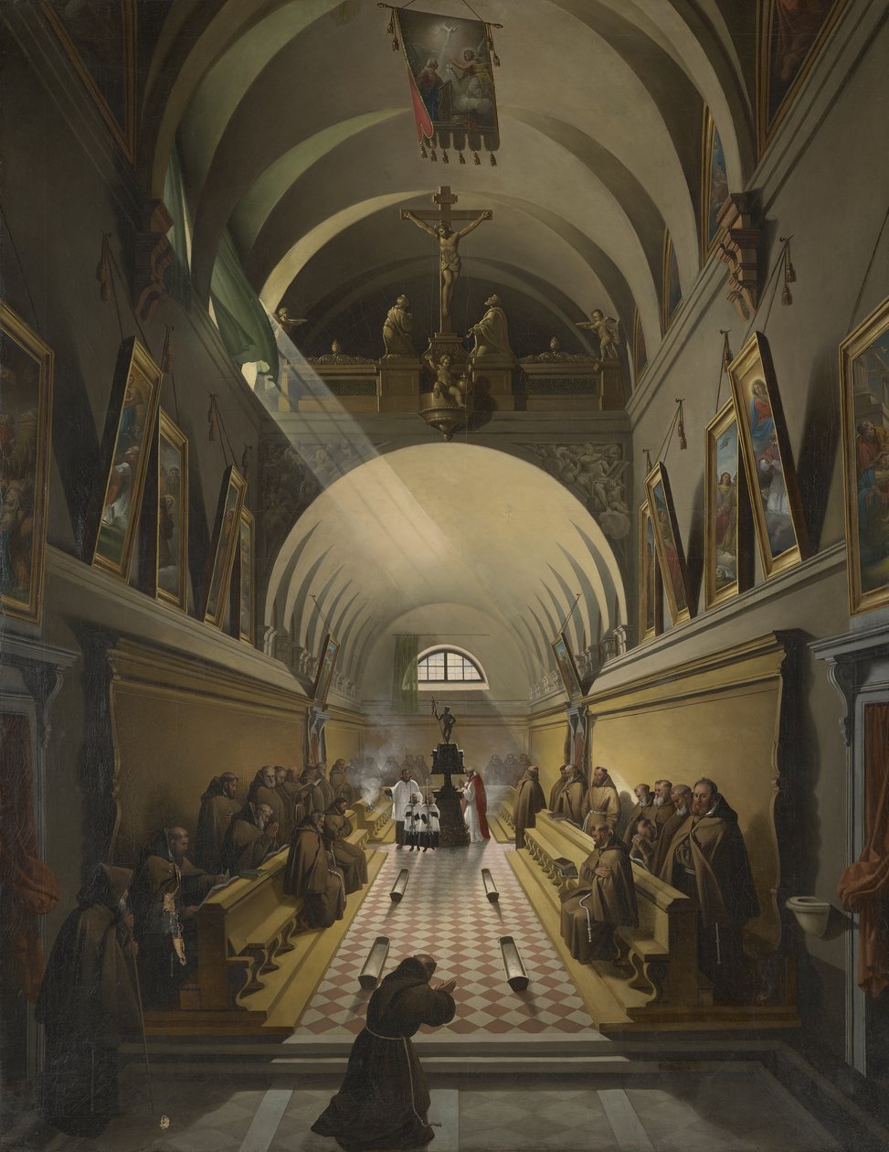 Interiør af et kapucinerkloster, ca. 1820 af Francois Marius Granet