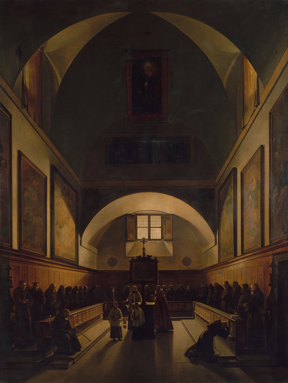 Kapucinerkirkens kor i Rom, 1814-15. af Francois Marius Granet