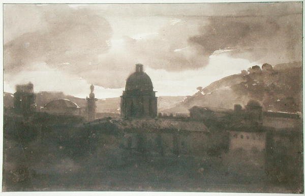 Udsigt over Rom fra Santa Trinita dei Monti (blækvask på papir) af Francois Marius Granet