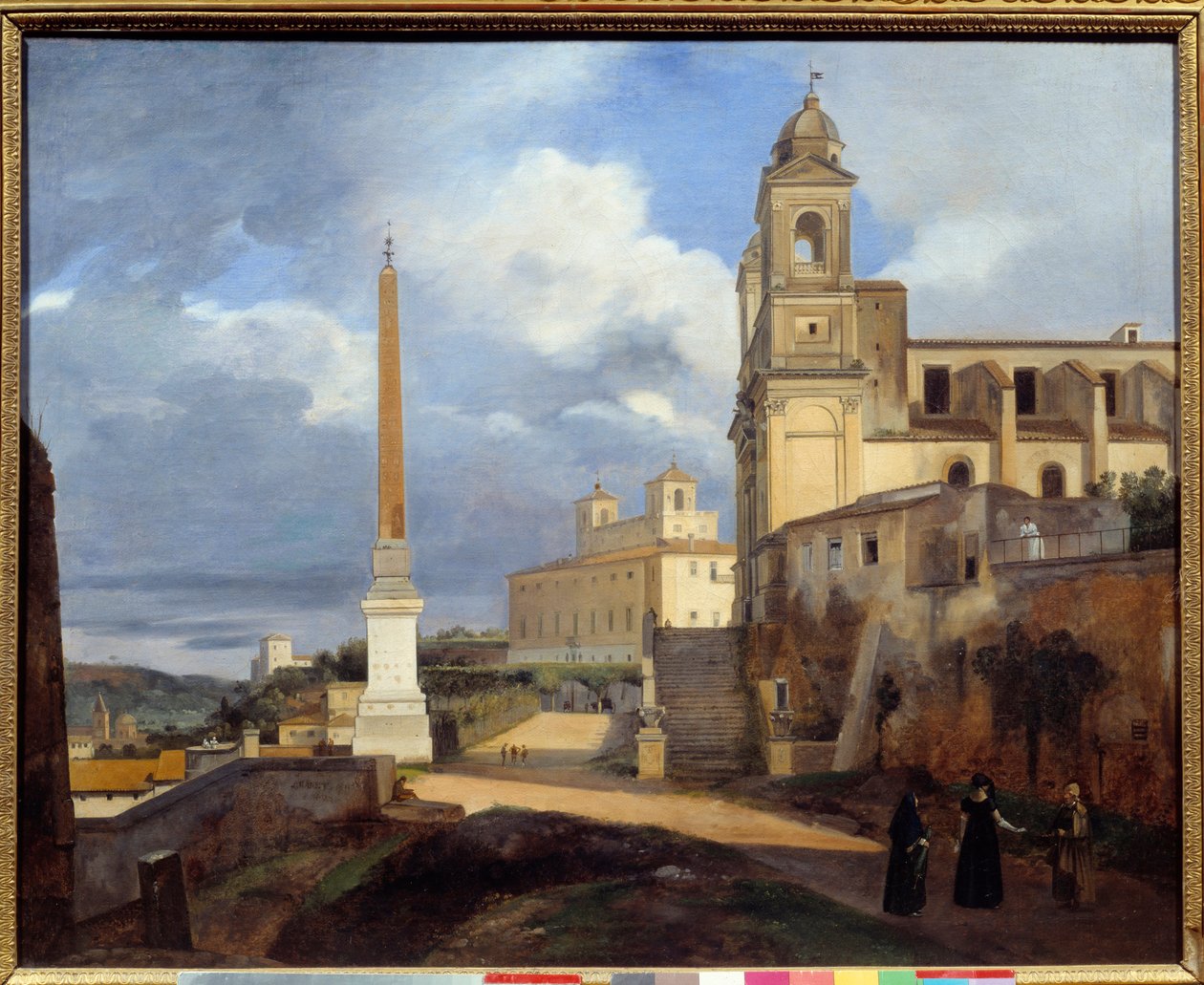 Udsigt over Trinite des Monts (Trinita dei monti) og Villa Medicis i Rom Maleri af Francois Marius Granet (1775-1849) 1808 Søn. 0,48 x 0,61 m af Francois Marius Granet