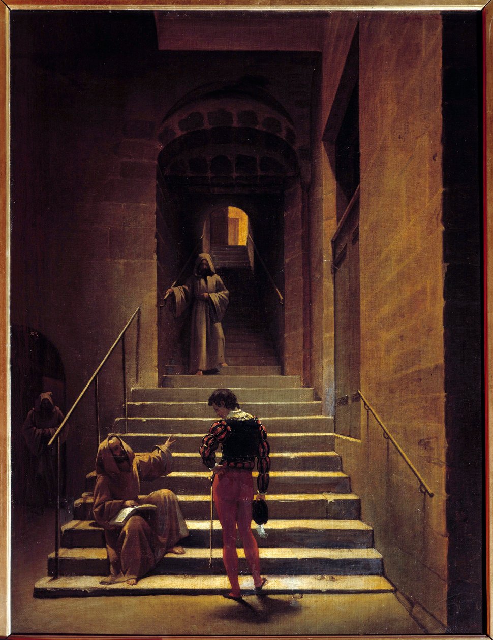 Udsigt over det indre af et kloster i Rom Maleri af Francois Marius Granet (1775-1849) 1800-tallet søn. 0,65x0,49 m Pau, Museum of Fine Arts af Francois Marius Granet