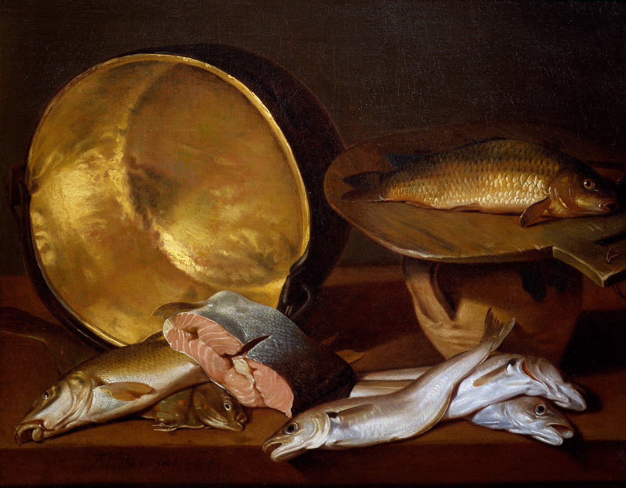 Stilleben med fisk, af Francois Mather af Francois Mather