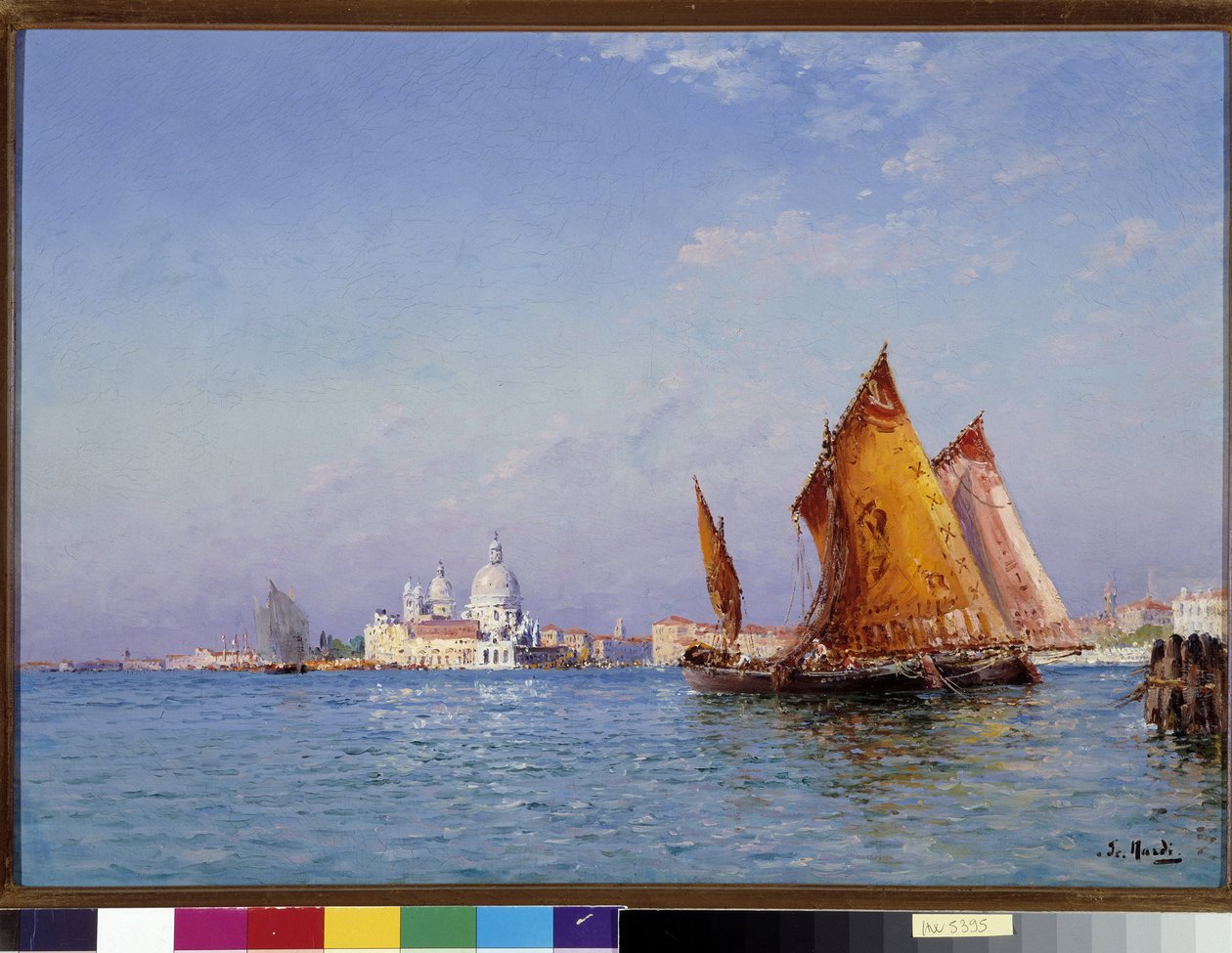 Topis i bassinet ud mod Salutkirken i Venedig Maleri af Francois Nardi (1861-1936) 20. århundrede Obligatorisk omtale: Samlingsstiftelsen vedrørende de Provence, Marseille af Francois Nardi