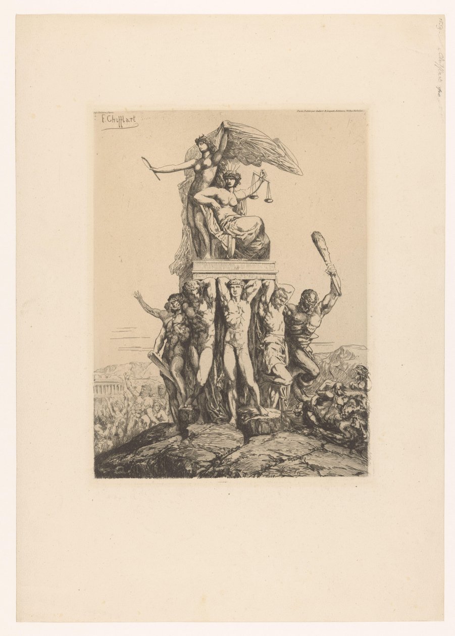 Allegorisk fremstilling med Justitia og sandheden Le Triomphe de la Justice et de la Verite af Francois Nicolas Chifflart