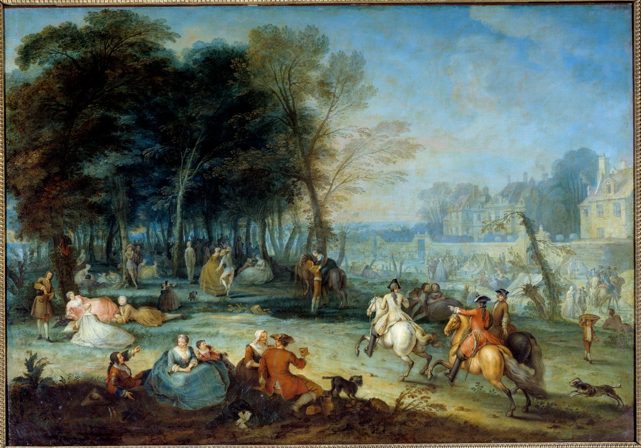 Bezons Pique nique Champetre-messen i nærheden af Paris. Maleri af Francois Octavien (1695-1740) 1725 søn. 1,35 x 1,95 m af Francois Octavien