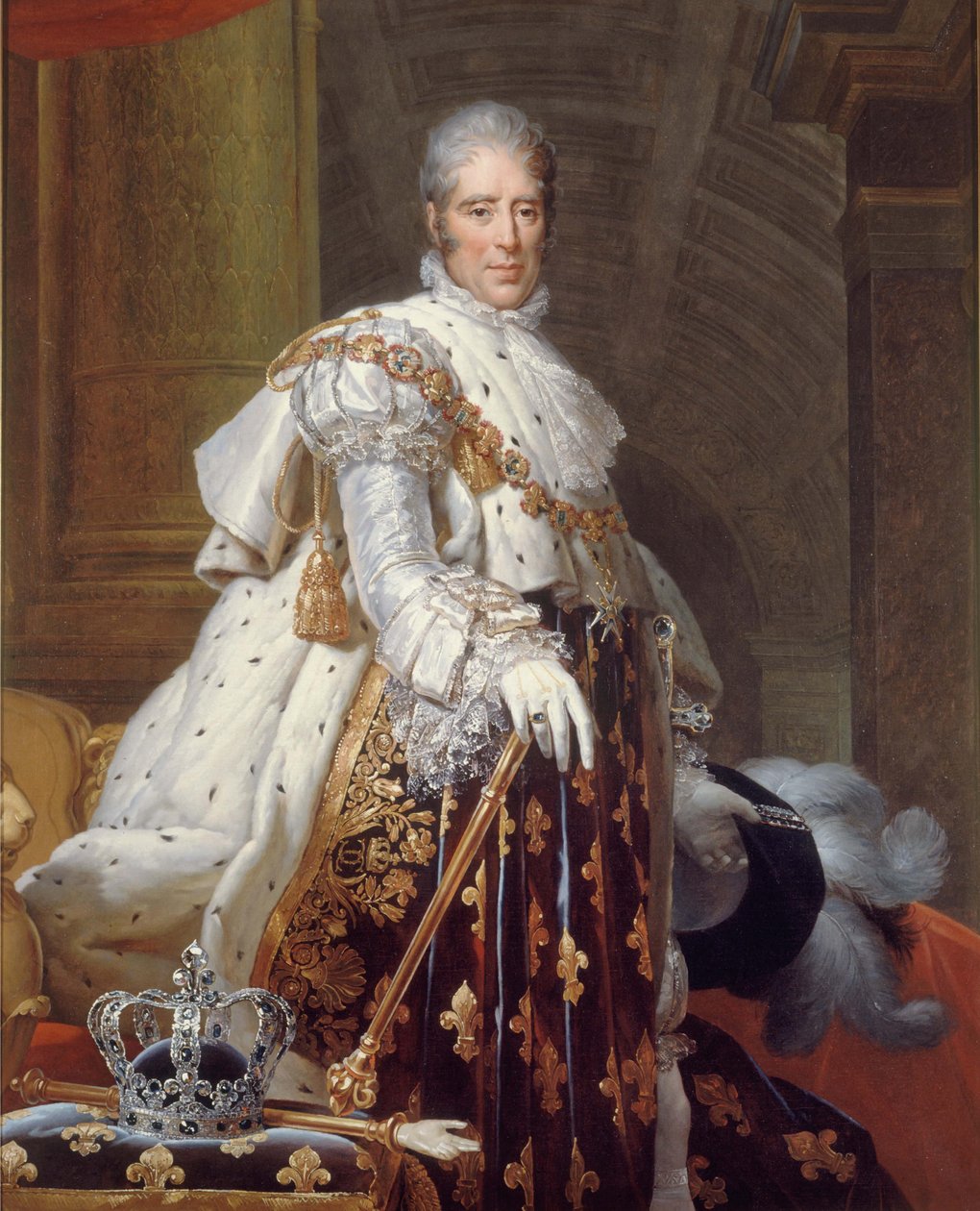 Kaarle X:n muotokuva pyhässä puvussa, n. 1825 (öljy kankaalle) af Francois Pascal Simon (studio of) Gerard