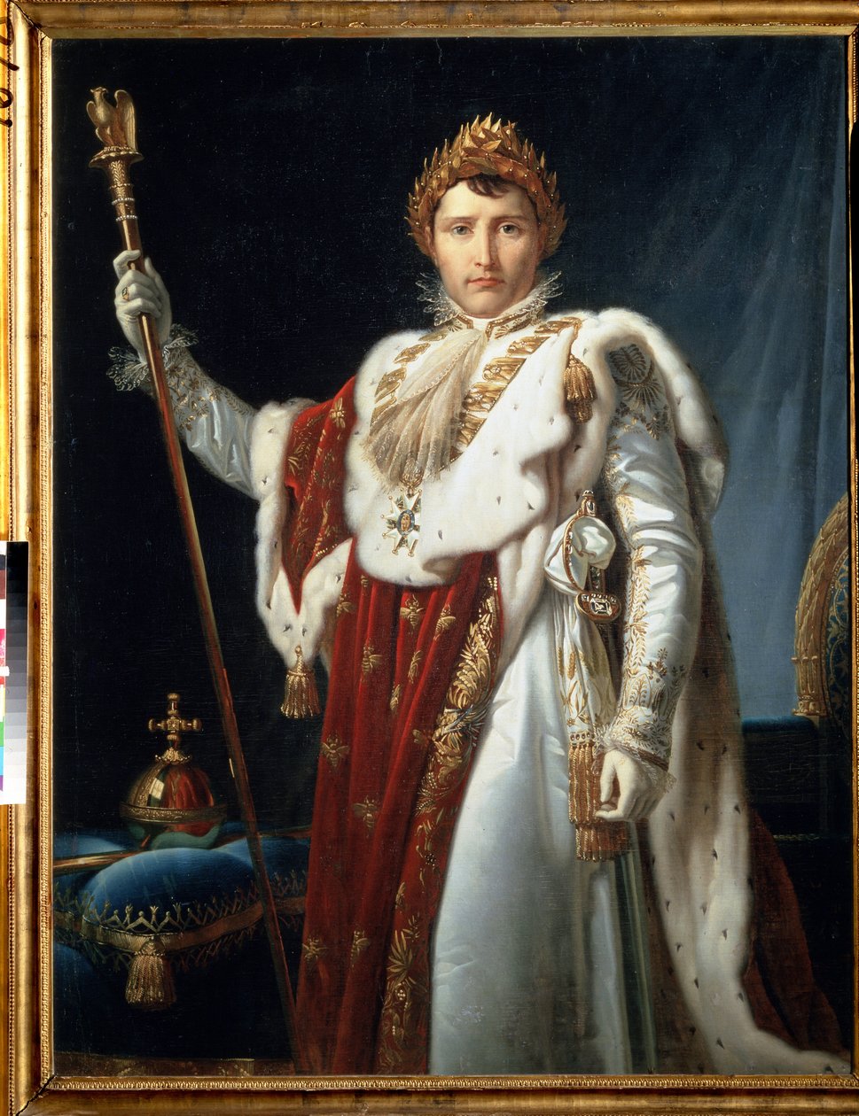 Napoleon i kroningsklæder, ca. 1805-10 (olie på lærred) af Baron François Pascal Simon Gérard