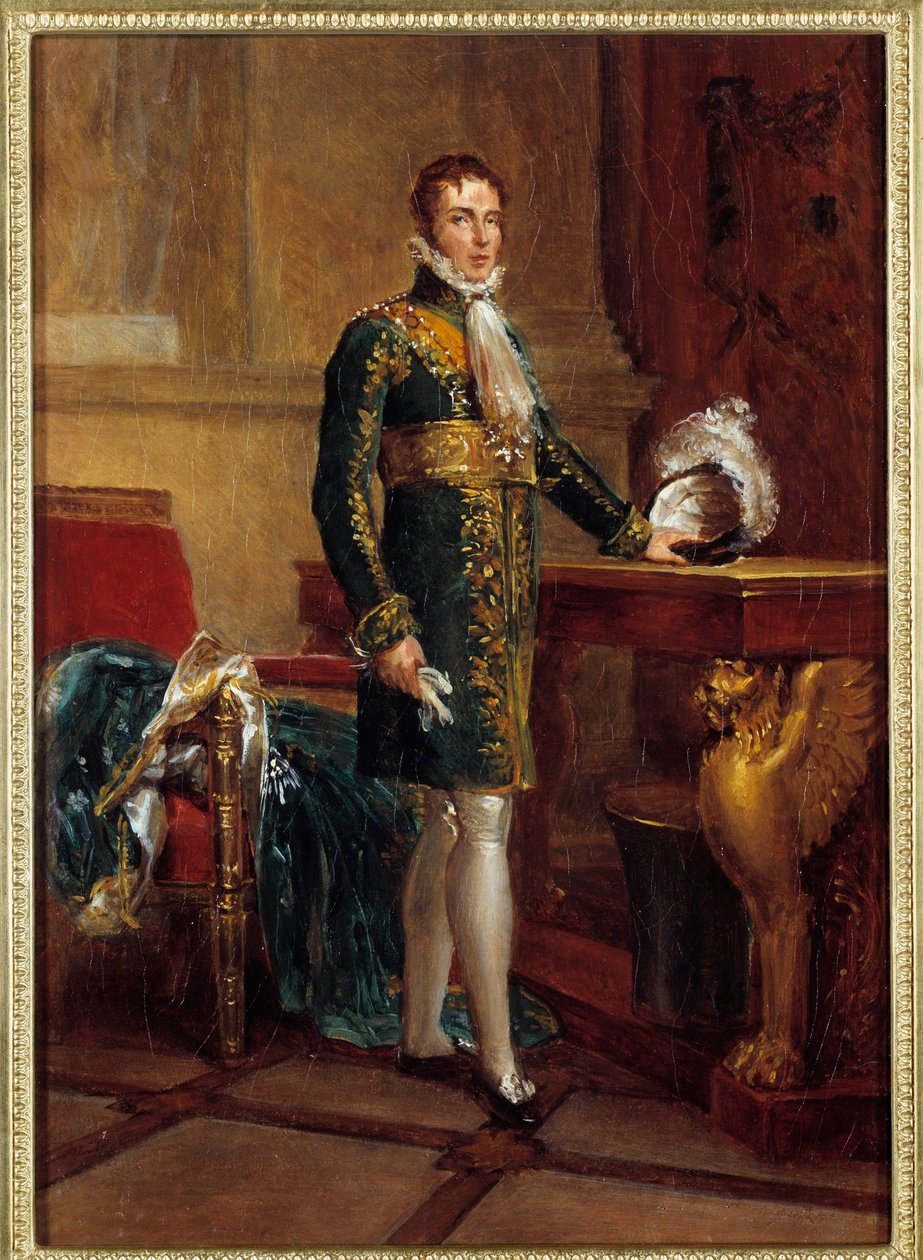 Portrait en pied de Eugene de Beauharnais dit Prins Eugenes vicekonge af Italien, dengang hertug af Leuchtenberg (1781-1824), adoptivsøn af Napoleon I Maleri af Francois Gerard (1770-1837) 1811 Dim. 0,32x0,23 m - Portræt i fuld længde af Eugene de Beauharn af Baron François Pascal Simon Gérard