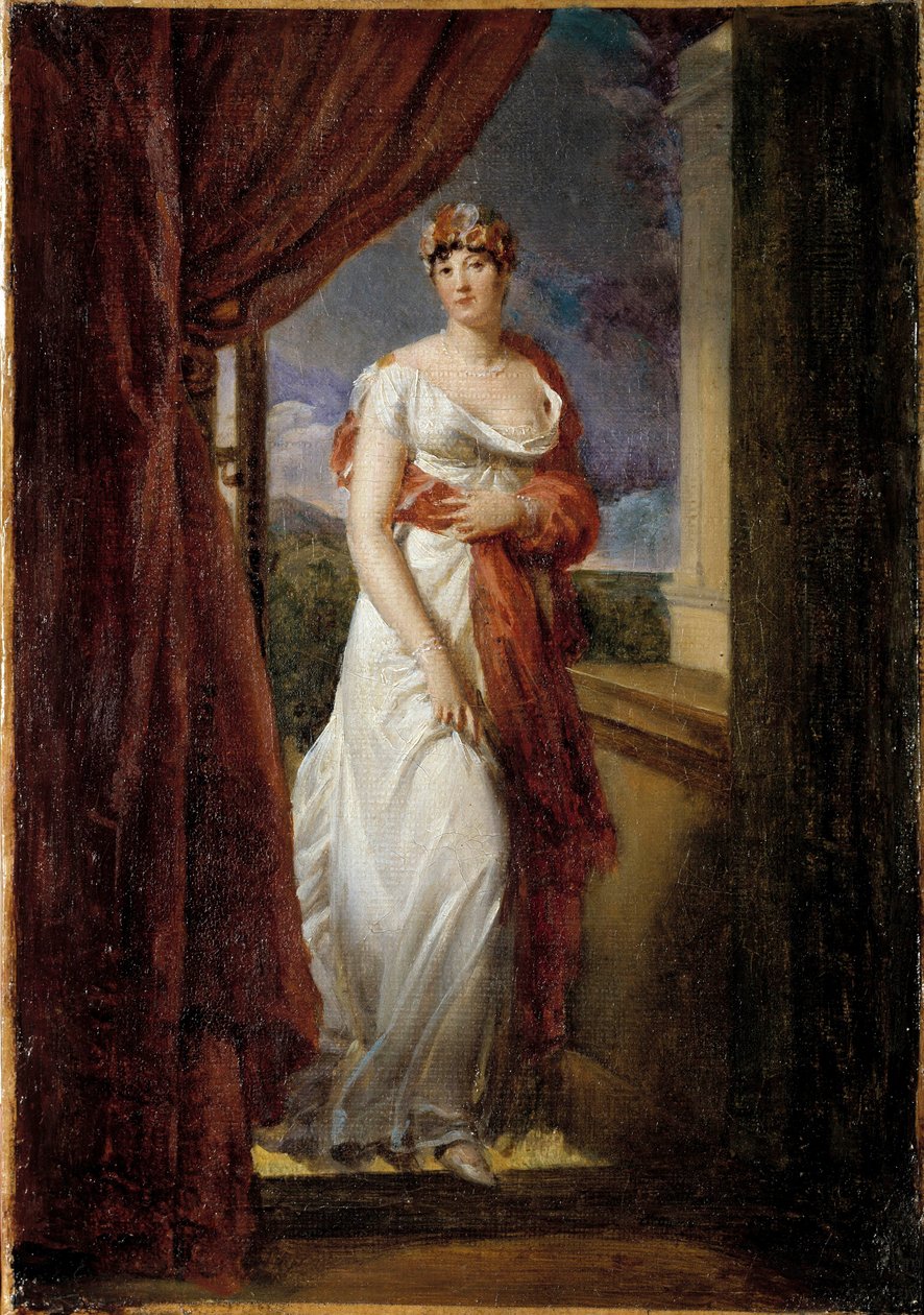 Portræt en pied af Madame Tallien, født Cabarrus, prinsesse af Caraman - Chimay (1773-1835) Maleri af Francois Gerard (1770-1837) 1804 Søn. 0,32 x 0,20 m. af Baron François Pascal Simon Gérard