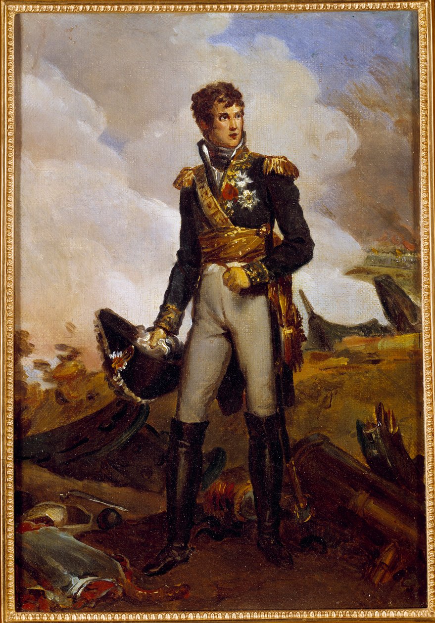 Portræt i foden af Jean Lannes, hertug af Montebello (1769-1809) marechal of Empire Maleri af Francois Gerard (1770-1837) 19. århundrede søn. 0,3x0,22 m af Baron François Pascal Simon Gérard