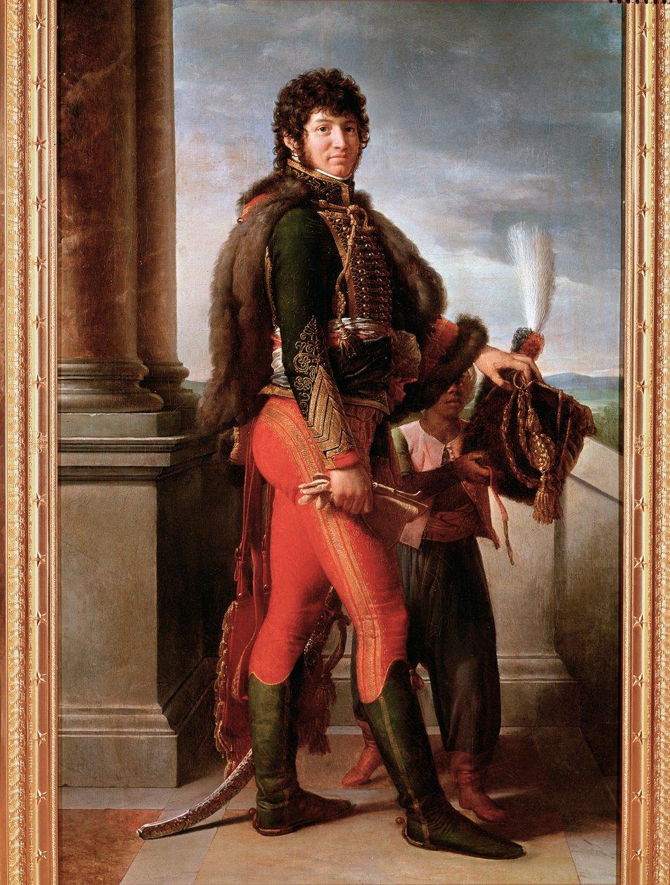 Portræt af Joachim Murat i husaruniform, detaljer (olie på lærred af Baron François Pascal Simon Gérard