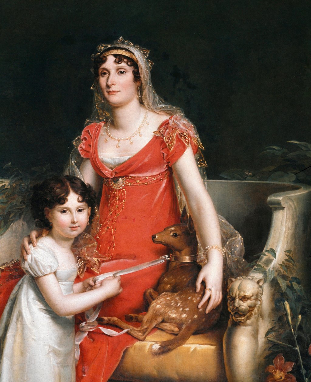 Portræt af prinsesse Elisa Bonaparte med datteren, detalje (olie på lærred) af Baron François Pascal Simon Gérard