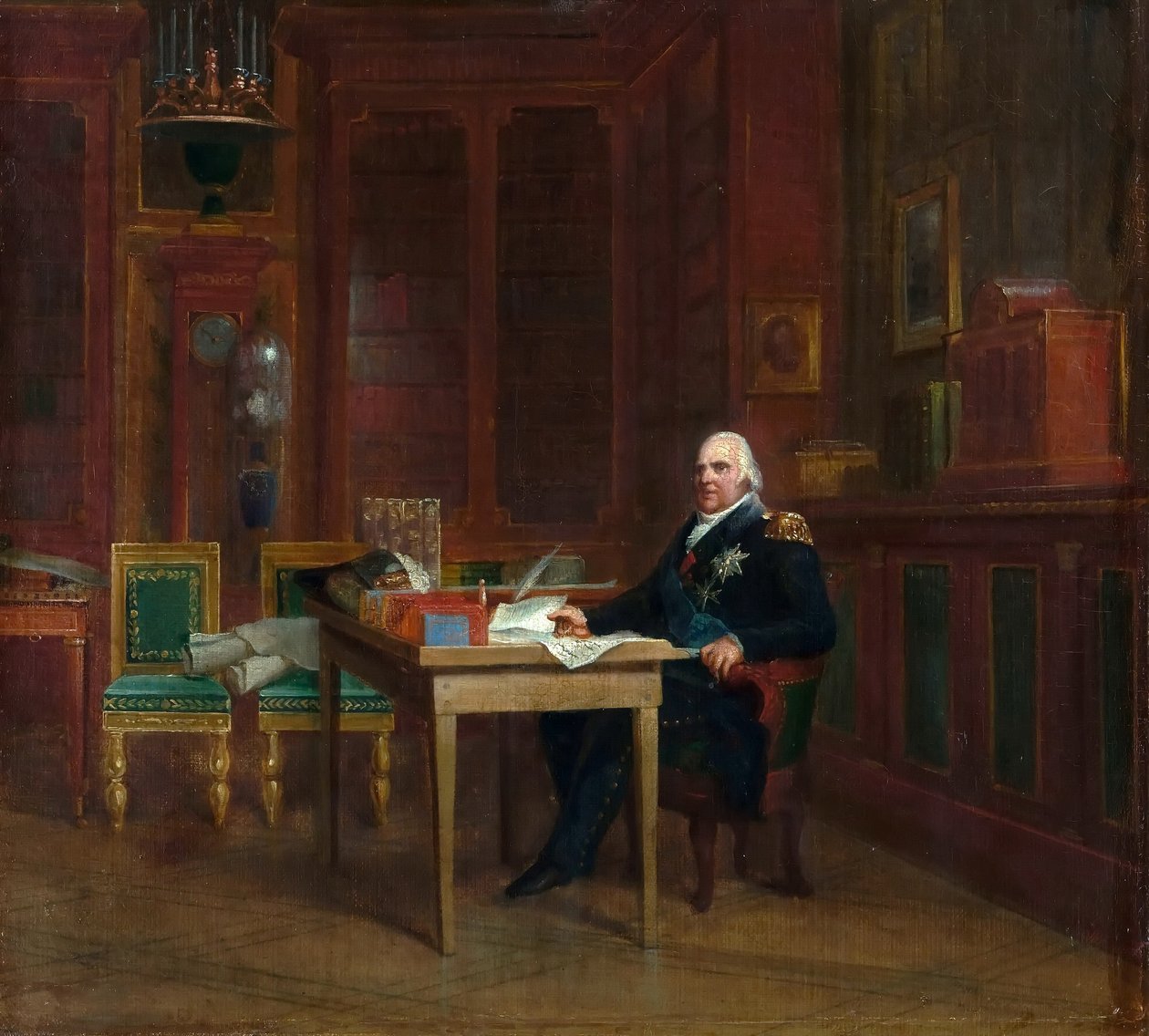 Ludvig XVIII 1755-1824 i hans Studie ved Tuilerierne af Francois Pascal Simon Gerard